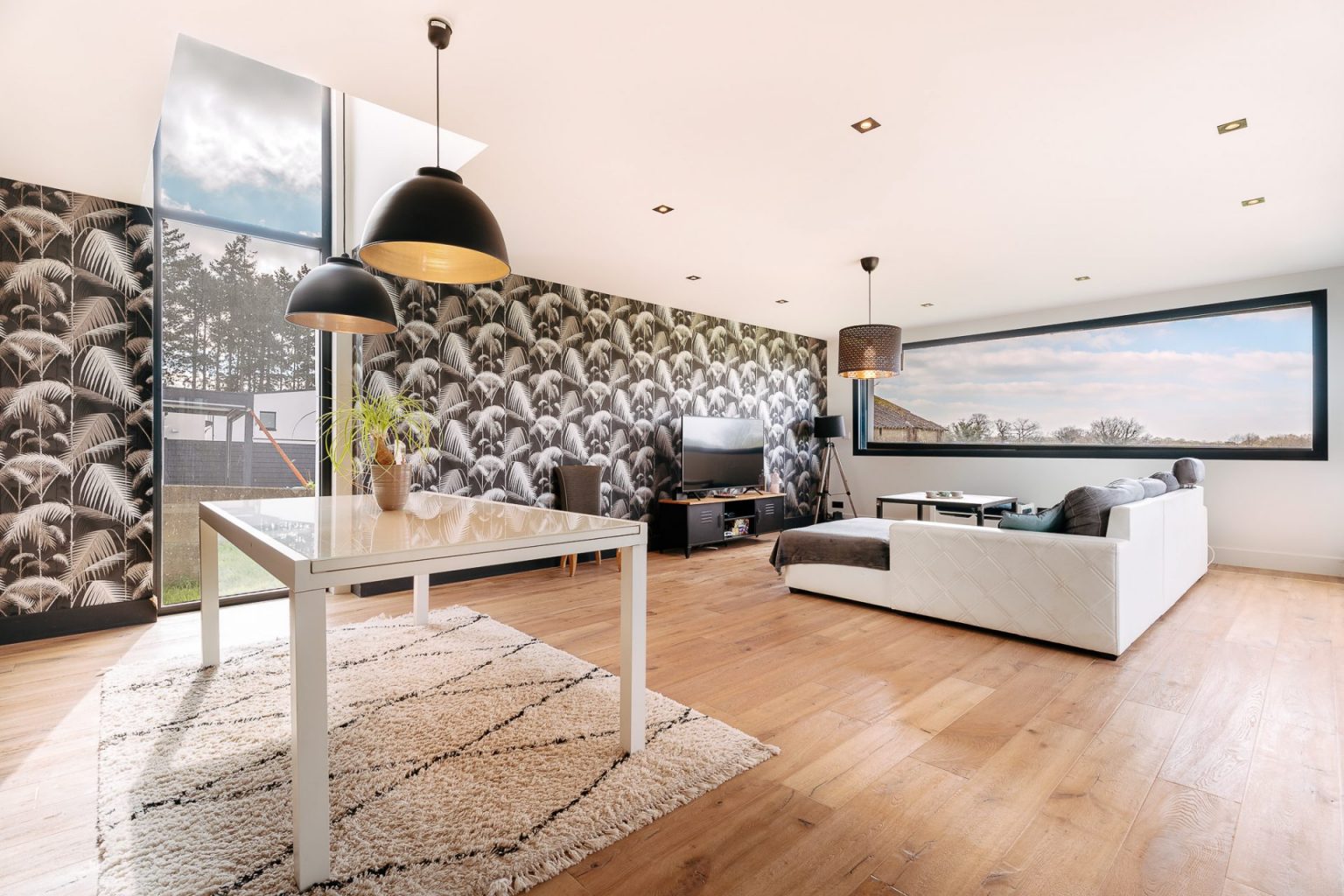 Photographie immobilière Vannes, photo du salon d'une maison contemporaine